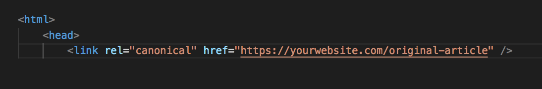 Canonical tag in page header
